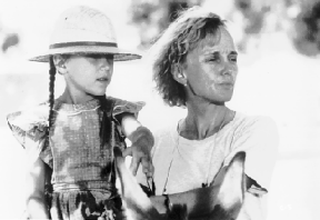 Cecile Ducasse (l) and Claire Denis (r) on the Set of Chocolat.(c) 1989 Orion Film Corp. Used with Directors approval